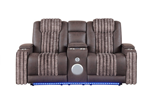 U8000 Brown Pwr Console Rec Loveseat W/Phr, Led And Speaker - U8000-BROWN-PCRLS W/ PHR + LED