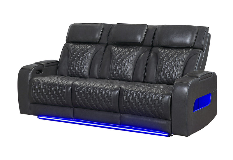 U8611 Blanche Charcoal Power Reclining Sofa With Phr And Led - U8611-BLANCHE CHAR-PRS W/ PHR LED