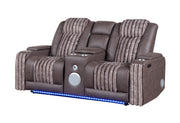 U8000 Brown Pwr Console Rec Loveseat W/Phr, Led And Speaker - U8000-BROWN-PCRLS W/ PHR + LED