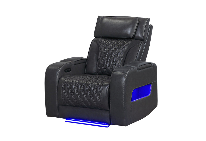 U8611 Blanche Charcoal Power Recliner With Power Headrest And Led - U8611-BLANCHE CHAR-PR W/ PHR LED