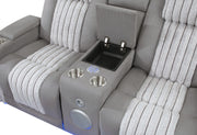 U8000 Grey Pwr Console Rec Loveseat W/Phr, Led And Speaker - U8000-GREY-PCRLS W/ PHR + LED