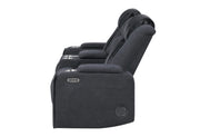 U8000 Black Pwr Console Rec Loveseat W/Phr, Led And Speaker - U8000-BLACK-PCRLS W/ PHR + LED