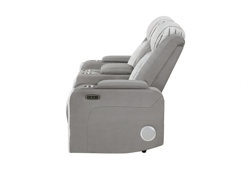 U8000 Grey Pwr Console Rec Loveseat W/Phr, Led And Speaker - U8000-GREY-PCRLS W/ PHR + LED