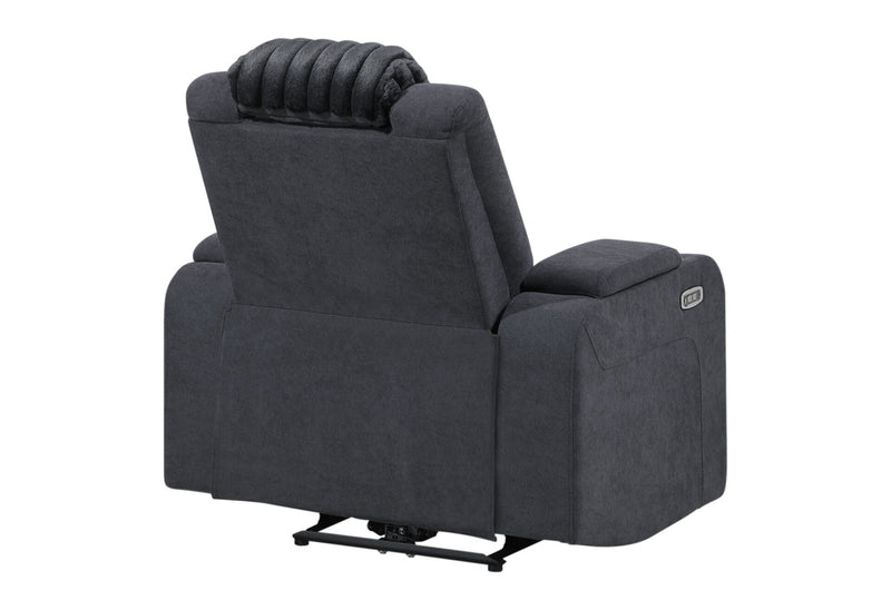U8000 Black Power Recliner W/ Power Headrest & Led Light - U8000-BLACK-PR W/ PHR + LED