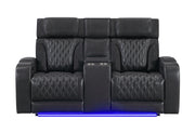 U8611 Blanche Charcoal Pwr Con Rec Loveseat With Phr, Led & Speaker - U8611-BLANCHE CHAR-PCRLS W/ PHR LED SPKR