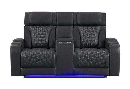 U8611 Blanche Charcoal Pwr Con Rec Loveseat With Phr, Led & Speaker - U8611-BLANCHE CHAR-PCRLS W/ PHR LED SPKR