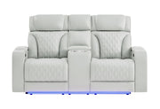 U8611 Blanche Silver Pwr Con Rec Loveseat With Phr, Led & Speaker - U8611-BLANCHE SIL-PCRLS W/ PHR LED SPKR