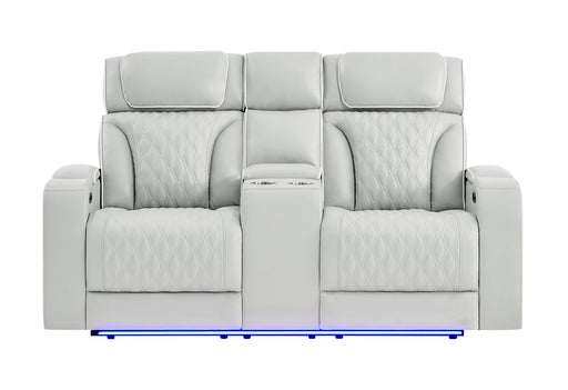 U8611 Blanche Silver Pwr Con Rec Loveseat With Phr, Led & Speaker - U8611-BLANCHE SIL-PCRLS W/ PHR LED SPKR