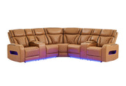 U8611 Camel Sectional With Power Headrest, Continuous Led And Speaker - U8611-CAMEL-SECTIONAL W/ PHR LED SPKR