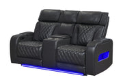 U8611 Blanche Charcoal Pwr Con Rec Loveseat With Phr, Led & Speaker - U8611-BLANCHE CHAR-PCRLS W/ PHR LED SPKR