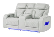 U8611 Blanche Silver Pwr Con Rec Loveseat With Phr, Led & Speaker - U8611-BLANCHE SIL-PCRLS W/ PHR LED SPKR