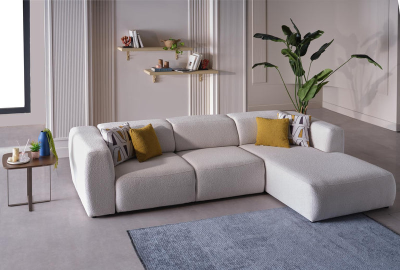 Picasso Sectional (Oscar White) 5 Pieces & Chair - Gate FurnitureSleeper Sectional