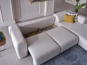 Picasso Sectional (Oscar White) 5 Pieces & Chair - Gate FurnitureSleeper Sectional