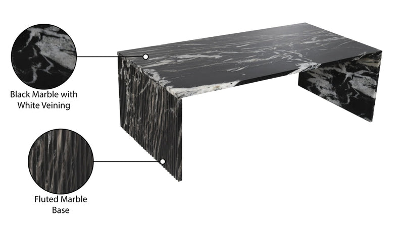 Pienza Marble Coffee Table in Black - 99096Black-CT