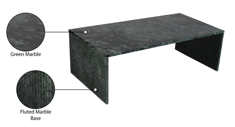 Pienza Marble Coffee Table in Green - 99096Green-CT