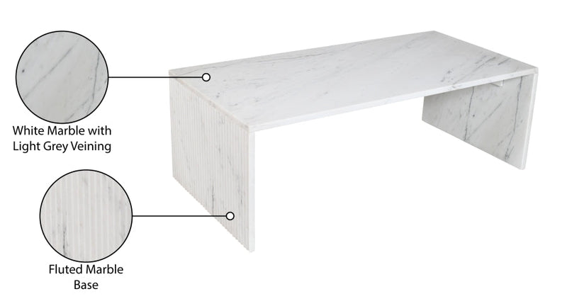 Pienza Marble Coffee Table in White - 99096White-CT
