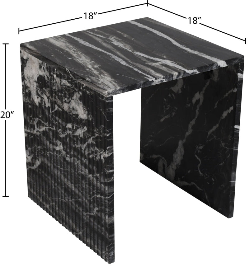 Pienza Marble End Table in Black - 99096Black-ET