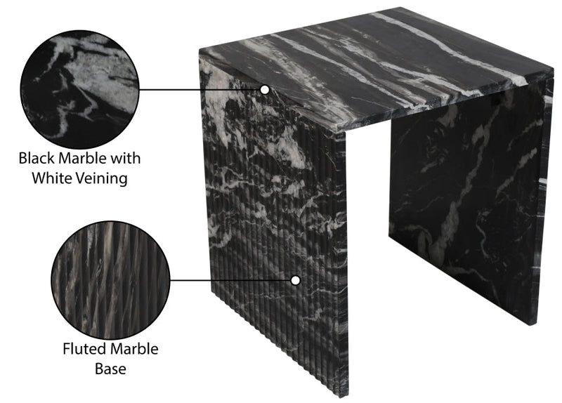 Pienza Marble End Table in Black - 99096Black-ET