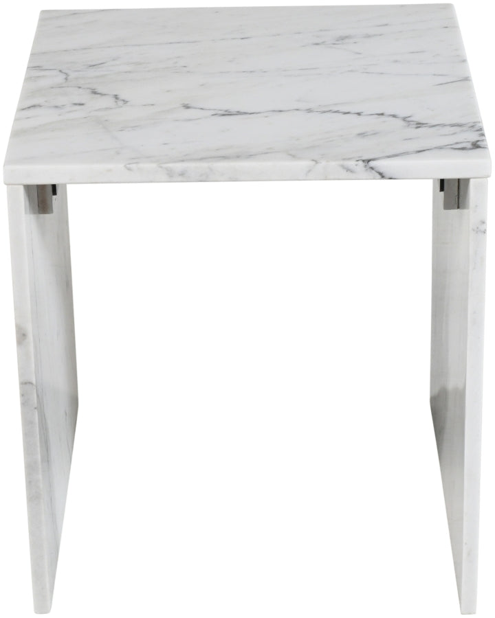 Pienza Marble End Table in White - 99096White-ET