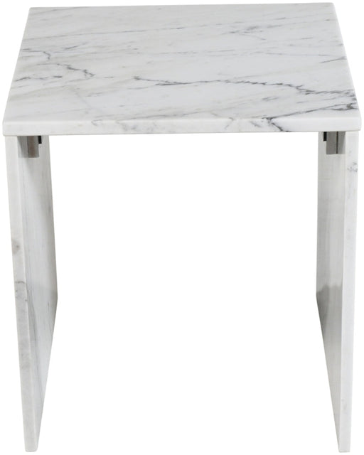 Pienza Marble End Table in White - 99096White-ET