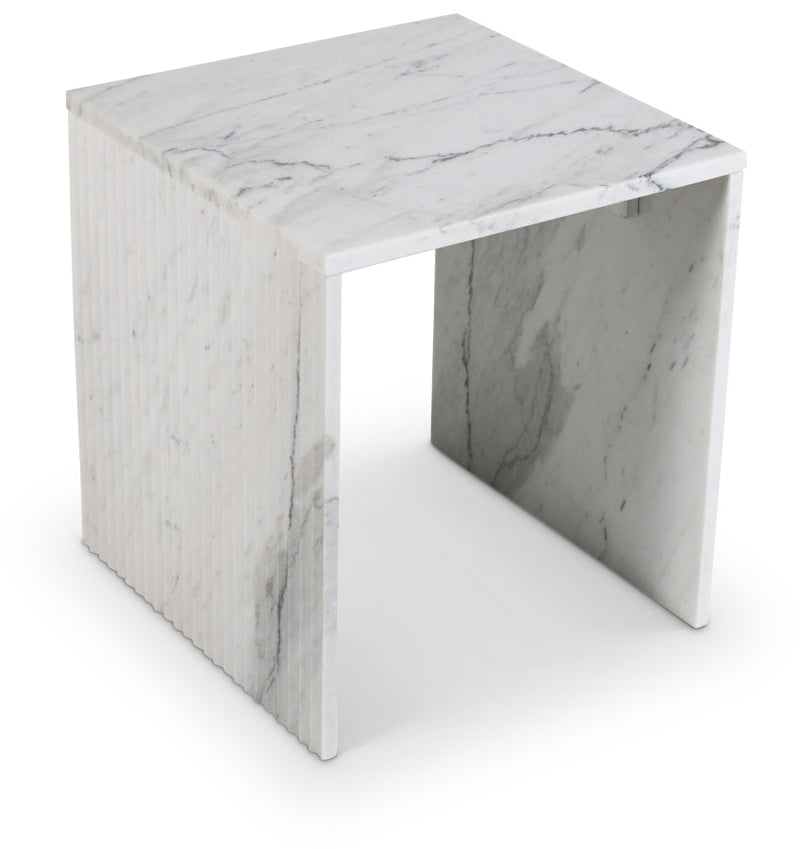 Pienza Marble End Table in White - 99096White-ET