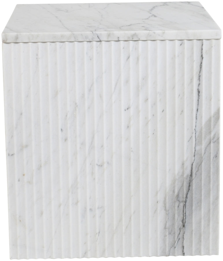 Pienza Marble End Table in White - 99096White-ET