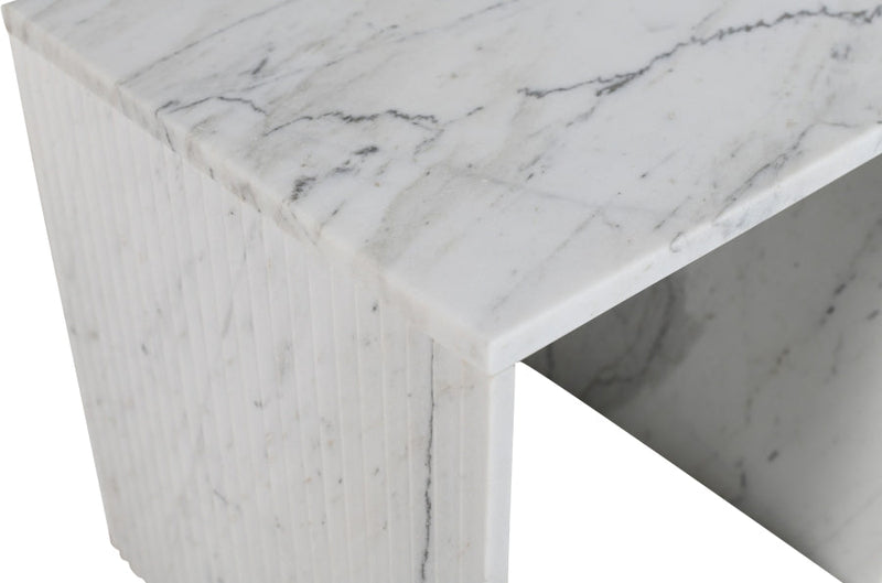 Pienza Marble End Table in White - 99096White-ET