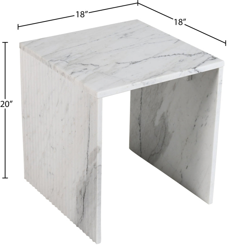 Pienza Marble End Table in White - 99096White-ET