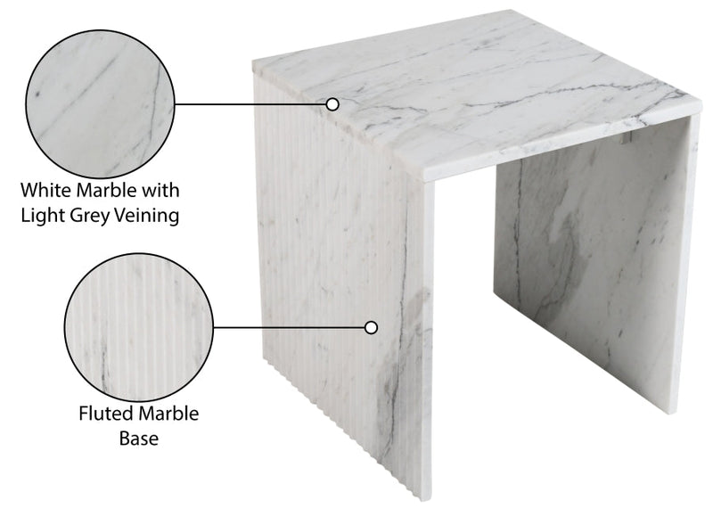 Pienza Marble End Table in White - 99096White-ET