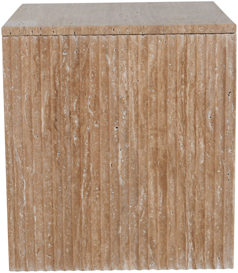 Pienza Travertine End Table in Natural - 99098Travertine-ET