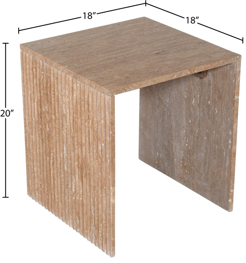 Pienza Travertine End Table in Natural - 99098Travertine-ET