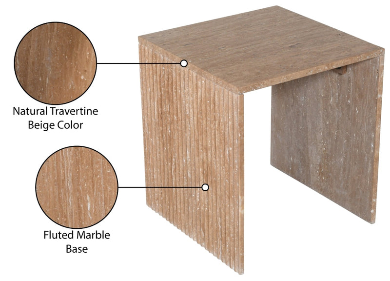 Pienza Travertine End Table in Natural - 99098Travertine-ET