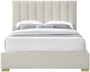 Pierce Linen Textured King Bed Beige - Gate FurnitureKing Bed