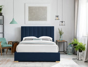 Pierce Linen Textured King Bed Blue - Gate FurnitureKing Bed