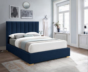 Pierce Linen Textured King Bed Blue - Gate FurnitureKing Bed