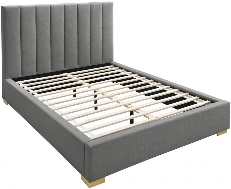 Pierce Linen Textured King Bed Grey - Gate FurnitureKing Bed