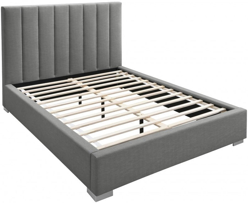 Pierce Linen Textured King Bed Grey - Gate FurnitureKing Bed