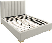 Pierce Linen Textured Queen Bed Beige - Gate FurnitureQueen Bed