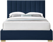 Pierce Linen Textured Queen Bed Blue - Gate FurnitureQueen Bed