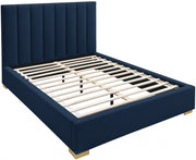 Pierce Linen Textured Queen Bed Blue - Gate FurnitureQueen Bed