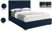 Pierce Linen Textured Queen Bed Blue - Gate FurnitureQueen Bed