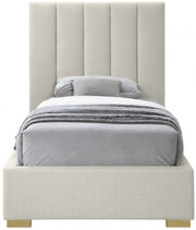 Pierce Linen Textured Twin Bed Beige - Gate FurnitureTwin Bed