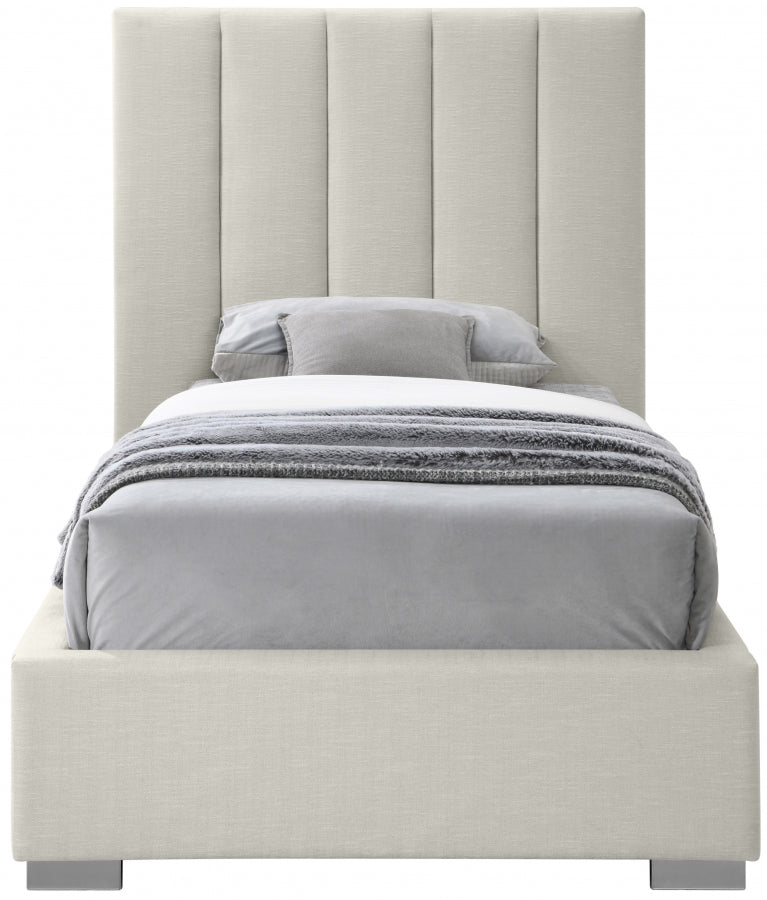 Pierce Linen Textured Twin Bed Beige - Gate FurnitureTwin Bed