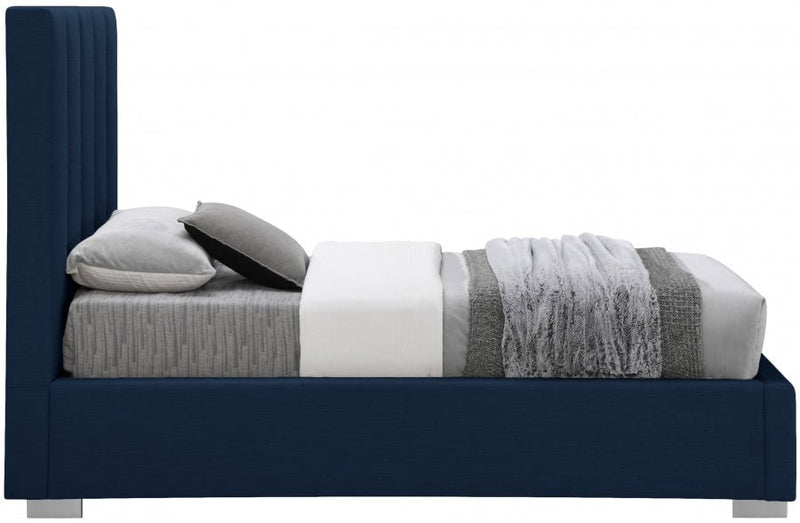 Pierce Linen Textured Twin Bed Blue - Gate FurnitureTwin Bed