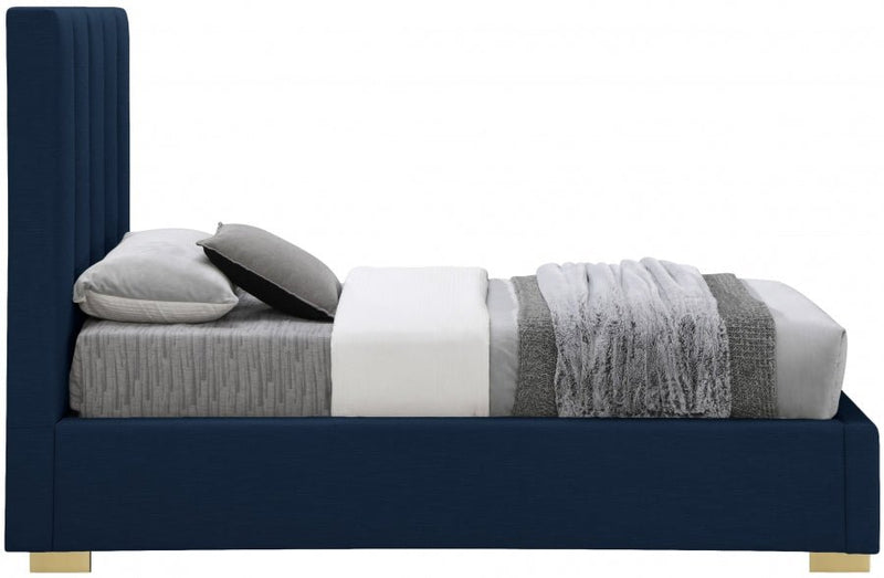 Pierce Linen Textured Twin Bed Blue - Gate FurnitureTwin Bed