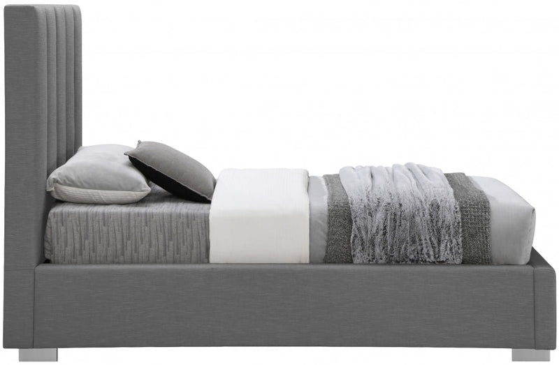 Pierce Linen Textured Twin Bed Grey - Gate FurnitureTwin Bed