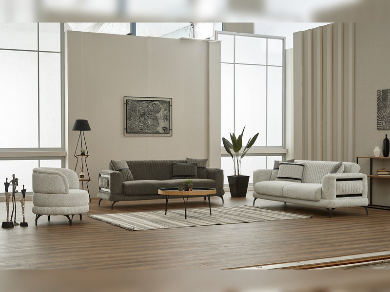 Pierra 3-pieces (Sofa & Loveseat & Chair) Livingroom in White - Grey - 200-SIM-PIE-CALVE16-CALVE18-321