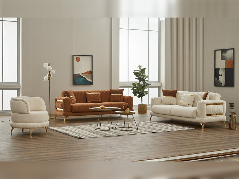 Pierra 3-pieces (Sofa & Loveseat & Chair) Livingroom in White - Grey - 200-SIM-PIE-CALVE16-CALVE18-321