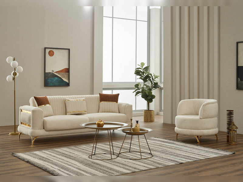 Pierra 3-pieces (Sofa & Loveseat & Chair) Livingroom in White - Grey - 200-SIM-PIE-CALVE16-CALVE18-321