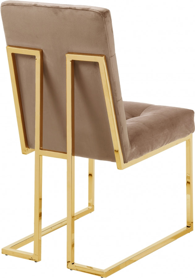 Pierre Velvet Upholstered Dining Chair in Beige, Set of 2 - 714BE-C